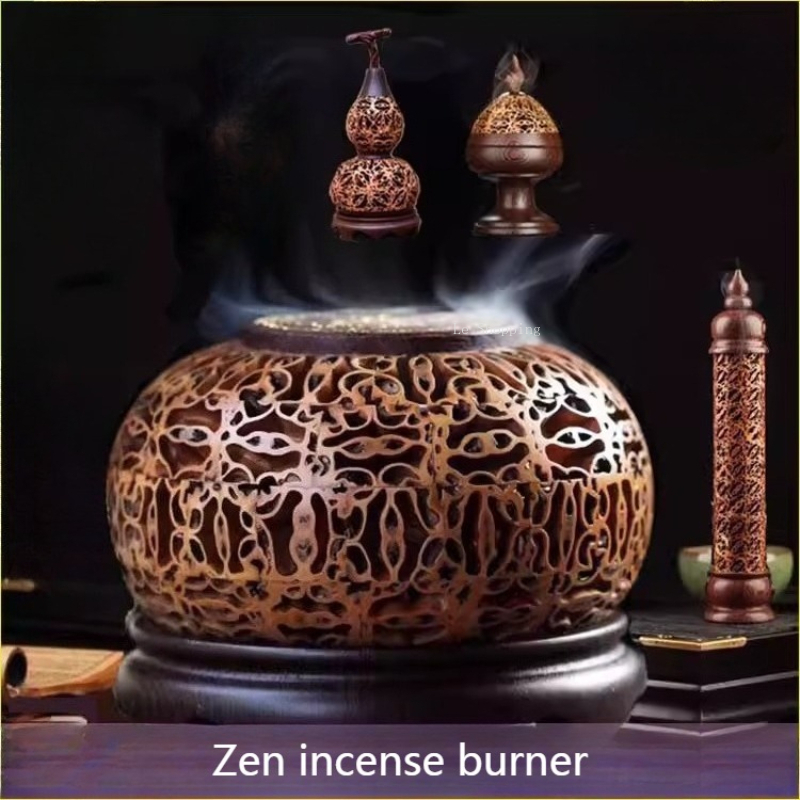 Zen Candle Supplies - Kreisförmiger/Kürbisförmiger/Vertikaler/Boshan/Kreativer Holz-Hohlrauchbrenner/Heim-Innenraum Zen-Dekorationsobjekte Religiöse Utensilien
